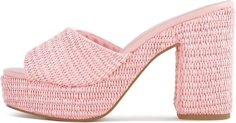Heeled Platform Sandals for Women 2025 Chunky Espadrille Wedge Summer Beach Sandals Straw Slip On Shoes in Saudi Arabia