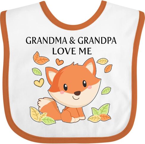inktastic Grandma and Grandpa Love Me- Little Fox Baby Bib in Saudi Arabia