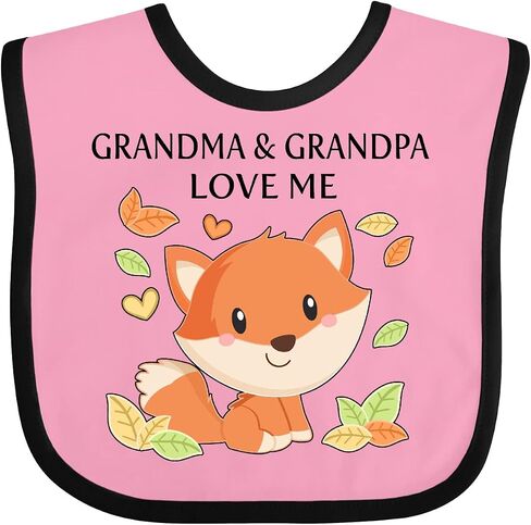 inktastic Grandma and Grandpa Love Me- Little Fox Baby Bib in Saudi Arabia