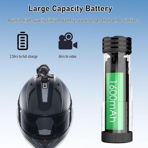 WiFi Helmet Camera, HD 1080P Bike Motorcycle Helmet Camera, IP66 Waterproof Action Camera for Cars, Bicycle, Motorbike & Sports Helmet (with 128G Card) in Kuwait