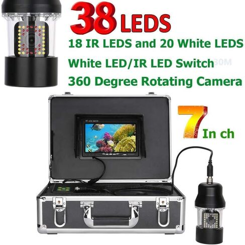 7 بوصة كاميرا لصيد الأسماك تحت الماء ، IP68 مقاومة للماء مع 38 LED ، 360 درجة كاميرا CCD HD الدوارة ، 20M (20M) in Kuwait