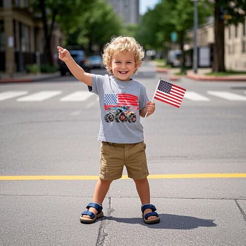 طفل صغير في الرابع من يوليو قمصان الأطفال القمصان الأمريكية الفتيان الفتيات الفتيات في يوم الاستقلال الوطني يوم الذكرى قم بتصميم المحملات in Kuwait