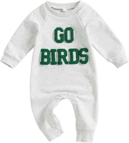 طفل رضيع فتاة كرة القدم Go Birds المطرزة رومبير طويلة الأكمام الطاقم in Kuwait