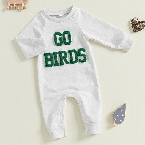 طفل رضيع فتاة كرة القدم Go Birds المطرزة رومبير طويلة الأكمام الطاقم in Kuwait