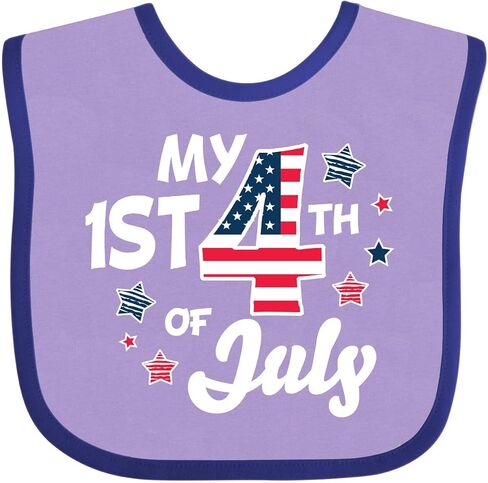 inktastic My 1st 4th Of July with Striped Stars Baby Bib in Saudi Arabia