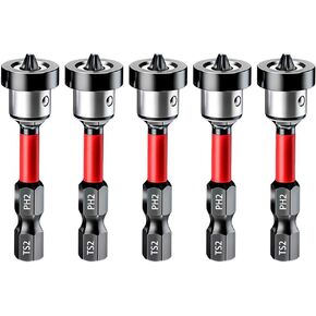 5pcs setter drywall spert ، وضع مفك البراغي البراغي المغناطيسي بتات ph2 ، 1/4 "سد hex shank drywal
