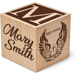 Engraved Memorial Wood Cube, Personalized Wood Block with Engraved Name, Custom Desk Sympathy Sign, Custom Name Blocks for Remembrance, Loss of Loved one Cube, Customized Sympathy Gift
