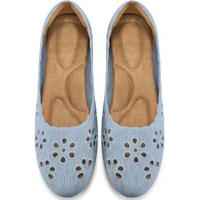 HARENCE Ballet Flats Shoes for Women: Comfortable Round Toe Summer Work Office Flat Slip on Walking Dress Shoes with Breathable Floral Eyelets in Kuwait