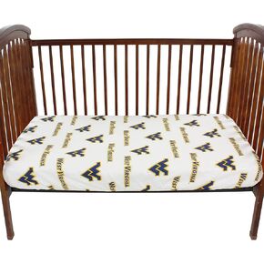 College Covers West Virginia Mountaineers Fitted Crib Sheets, 28" x 52" x 6", White
