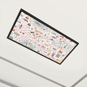 6 Pack Fluorescent Light Covers Children s World Map Travel Around World Play mat for Kids Baby Land Decorative Magnetic Ceiling Covers Light Shade Panel for Classroom Office 4 x 2 ft
