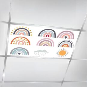 4 Pcs Fluorescent Light Covers for Ceiling Lights Tiny Seamless Repeating for Textile Packaging Cute Kids Products Decorative Magnetic Classroom Light Filters 4x2 ft for Office Hospitals Home