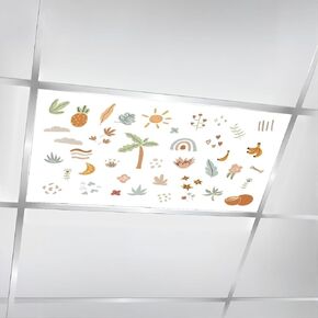 4 Pcs Fluorescent Light Covers for Ceiling Lights Children s set drawn rainbows Baby boho style Cute rainbow pastel Decorative Magnetic Classroom Light Filters 4x2 ft for Office Hospitals Home