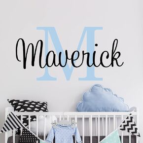 Name Wall Decal Sticker Custom Name Wall Decal Girls Room Boys Room (343) - Personalized Name Wall Decal Nursery Decal - Baby Monogram Vinyl Wall Art (32" Wide x 16" high)