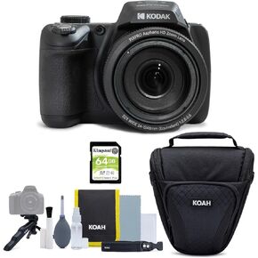 Kodak PIXPRO AZ528 16MP Astro Zoom Digital Camera with 52x Zoom and 3-Inch LCD Display (Black) Bundle with 64GB Memory Card, and Camera Case with Accessories (3 Items)