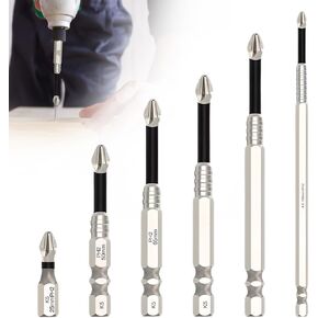 High Magnetic Screwdriver Drill Bit Set, Upgrade Strong Magnetic Durability Screwdriver Drill Bit Set, 2025 New Anti Slip Magnetic Electric Screwdriver Set Alloy Steel for Impact Driver (6, Sliver)