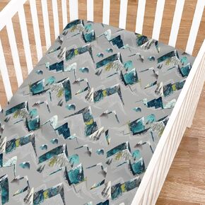 Watercolor Misty Forest Painting Fitted Baby Crib Sheets for Girl Boy - 52"x28" Woodland Mountain Foggy Crib Mattress Cover - Soft Breathable Baby Bed Sheet for Standard and Toddler Mattress
