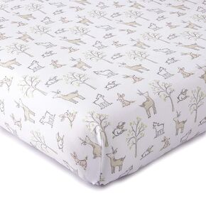 Levtex Baby - Skylar Crib Fitted Sheet - Fits Standard Crib and Toddler Mattress - Tossed Animals - Grey, Blush Pink, Taupe and White - Nursery Accessories - 100% Cotton