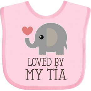 inktastic Tia Loves Me Baby Elephant Baby Bib