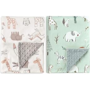 Boritar 2 Pack Baby Blanket Soft Minky مع دعم مزدوج طبقة منتشرة ، حيوانات جميلة مطبوعة 30 × 40 بوصة بطانية