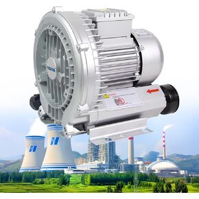 Vortex Ring Blower Industrial Regenerative Blower,Strong Centrifugal Vortex Fan,Commercial Vacuum Pump 0.25HP/0.35HP/0.4HP/0.5HP/0.75HP/1.0HP/1.5HP/2.0HP for Aquaculture Pond Aeration,1.1KW/1.5HP