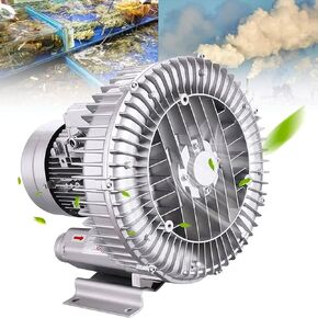 Single Phase Gas Ring Turbine, Gas Ring Compressor 120W-1100W Regenerative Blower, Side Channel Blower, Wastewater Aeration, Fish Pond Ring Blower for Aquarium,250W/0.34HP