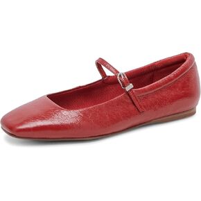 Mary Jane Ballet Flats for Women Casual Square Toe Slip On Flats Comfortable Ankle Buckle Strap Ballerina Shoes