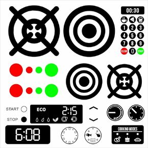 Play Kitchen Microwave Vinyl Decals Waterproof DIY Replacement Stickers Stove Oven Decals Gas Burner Cooker Decoration Play Kitchen Stickers Kid Toddler Kindergarten Playroom Decal
