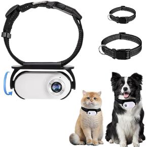 Cat Video Camera,Pet Collar Camera 120 Deg Lens OTG Connection Video Recording Adjustable Magnetic Cat Sport Camera for Outdoor 1920x1080P (Black)
