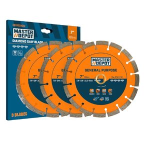 7 inch Segmented Rim Diamond Blade with 7/8" Arbor Hole, Dry Wet Cutting Applications in Concrete, Paver, Masonry, Terrazzo, Stone, Granite -180 mm (3 Piece)