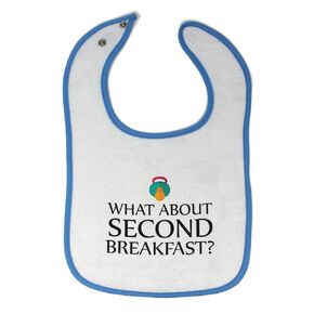 Toddler & Baby Bibs Burp Cloths Novelty What About Second Breakfast Funny Humor Cotton Baby Items for Baby Girl & Boy White Blue Design Only