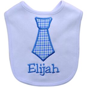 Funny Girl Designs Personalized BIB for Baby Boys Embroidered with Your Custom Name with Fabric Neck Tie