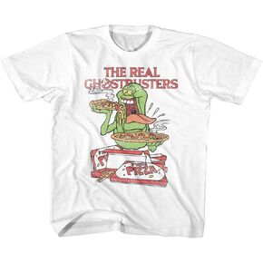 The Real Ghostbusters 80s Movie Slimer and Pizza Toddler Short Sleeve T Shirts