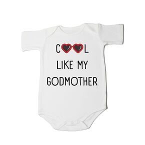 Personalized Cool Like My Godmother Baby Romper Bodysuit Goddaughter Gift For Baptism Godson First Christening Gift (0-6 Months, Cool Godmother&Glasses Short Sleeve Romper)