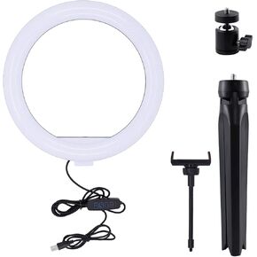 10-Inch Makeup Ring Light, with Tripod and Phone Holder, Portable Desktop LED Ring Light (3 Colors)