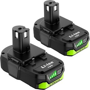 2Pack 3.0Ah Replacement for Ryobi 18V Lithium Battery P102 P103 P104 P107, Compatible with Ryobi Cordless Power Tools and Chargers