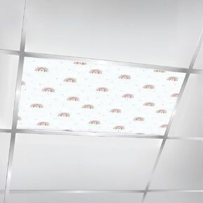 6 Pcs Fluorescent Light Covers for Ceiling Lights big set abstract nursery abstract kids child design clipart Decorative Magnetic Classroom Light Filters 4x2 ft for Office Hospitals Home
