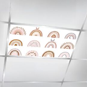 4 Pcs Fluorescent Light Covers for Ceiling Lights Boho rainbow for children s room wall decor modern kids style Decorative Magnetic Classroom Light Filters 4x2 ft for Office Hospitals Home