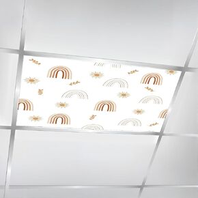 6 Pcs Fluorescent Light Covers for Ceiling Lights Cute rainbow Cartoon rainbow colors For children s textiles decor Decorative Magnetic Classroom Light Filters 4x2 ft for Office Hospitals Home