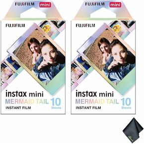 FUJIFILM INSTAX MINI Mermaid Tail Instant Film (20 Exposures) + Microfiber Cleaning Cloth
