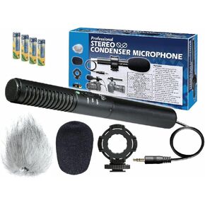 Synergy Digital External Microphone, Compatible with Canon XA70 UHD 4K30 Camcorder, XM-CS Condenser Stereo XY Microphone Kit for DSLRs and camcorders - Includes 4 AA NiMH Rechargeable Batteries