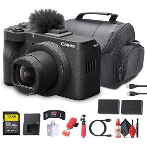 Canon PowerShot V1 4K Vlogging Camera (6390C001) | مستشعر 1 بوصة | شاشة الوجه | تتبع الوجه AF | COMPACT 4K CONTERT + 64GB CARMED + LP-E17 + MORE (متجدد)
