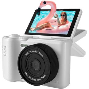 4K Digital Camera for Photography Autofocus, 2025 Latest 64MP Vlogging Camera for YouTube with 128G TF Card, 180°Flip Screen Compact Travel Camera for Teens with 16X Zoom, Anti-Shake,Black