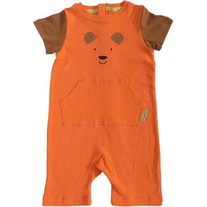 Terrible 2's One-Piece Toddler Bear Romper with a Back Zipper in Orange/Brown