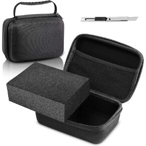 EVA Hard Case with Customizable Foam Protective EVA Carrying Case Shockproof Outdoor for Camera, Digital Products, Electronic Instruments with Knife(Black,7.8 x 6.3 x 3.5 Inch)