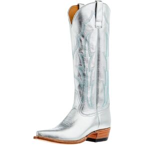 Macie Bean Ladies Silver Bullet, 15" Silver Metallic cowgirl boot