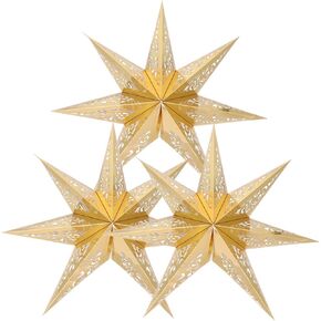Popetpop 3pcs Lampkades 7-pointed الورق الطبيعي ديكور ديكور الفوانيس لغرفة دراسة غرفة النوم