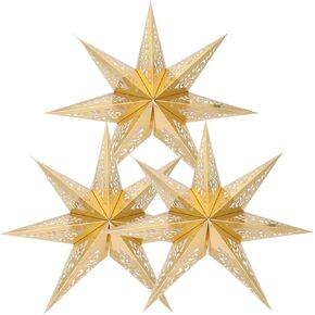 3pcs Star Paper Lantern Lampshades Elegant Hanging Star Decorations for Home