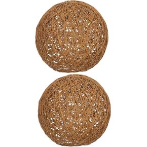 DOITOOL 3pcs Rattan Ball Light Cover Rattan Woven Lamp Shade Round Rope Ceiling Lamp Easy Install Home Lampshade