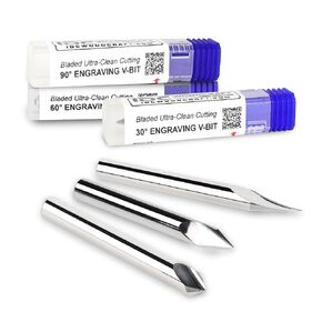 CNC V-Bit Set – Ultra-Clean Cutting 30°, 60°, 90° Engraving Bits | 1/4" Shank Router Bits for Wood Carving