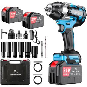 Cordless Impact Wrench High Torque, 740Ft-lbs (1000N.m) 1/2" Brushless Impact Gun, 3000RPM High Torque Gun w/ 2x 4.0 Ah Battery,6 Sockets, Electric Impact Motor Variable Speeds for Car/Truck/RV/Mower